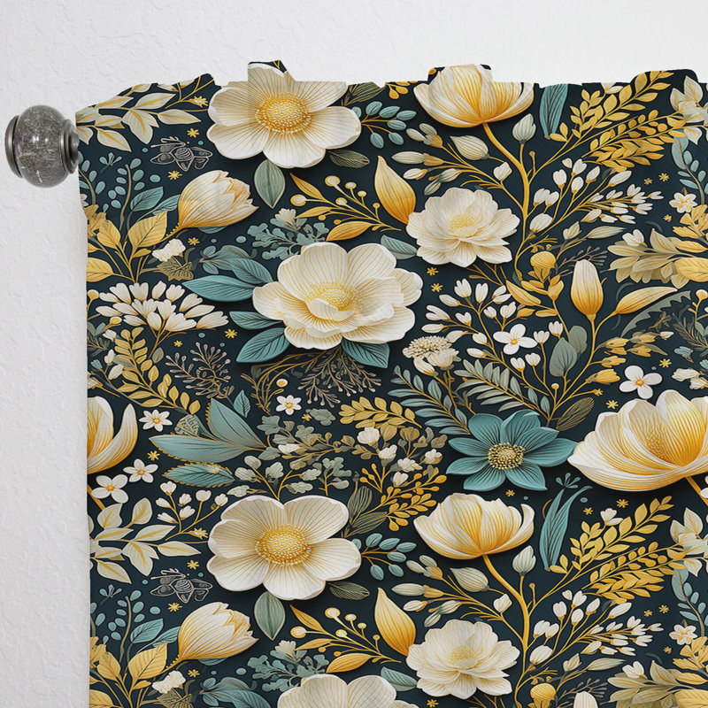 Motif floral Wanderlust Boho I - Rideau floral - Rideau floral obscurcissant - 1 panneau, L 52 po x L 120 po