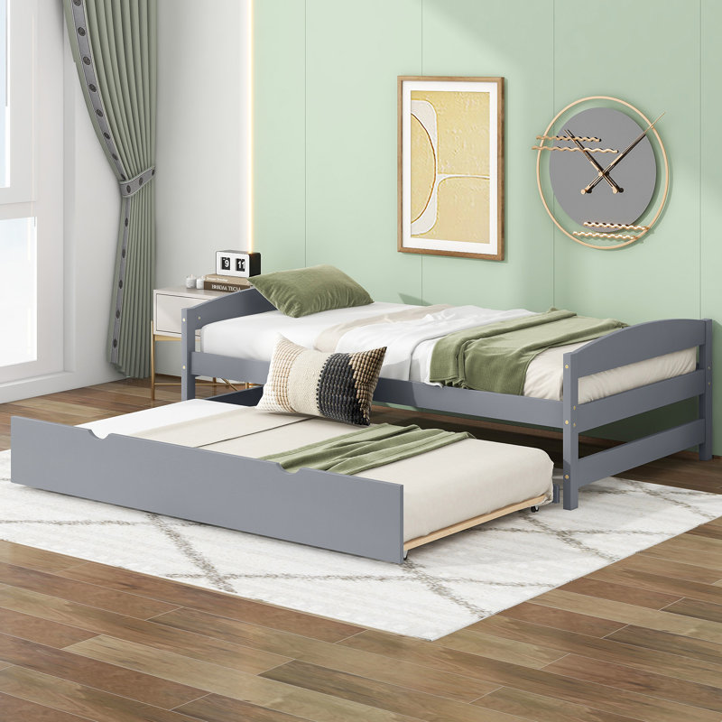Platform Bed With  Trundle, Gray