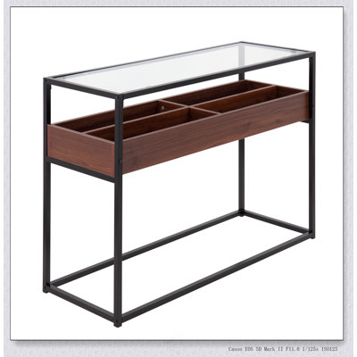 Console contemporaine en métal et verre transparent
