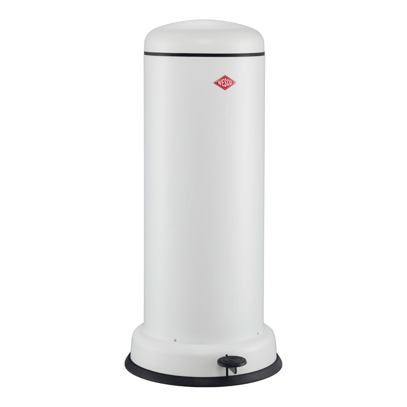 Powder -coated Sheet Steel Step On Kitchen Trash Can, 30 L, 80cm H x 36.2cm W x 36.2cm D, Matt White
