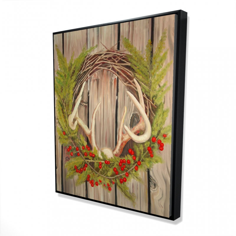 Christmas Wreath With Panache Print On Canvas