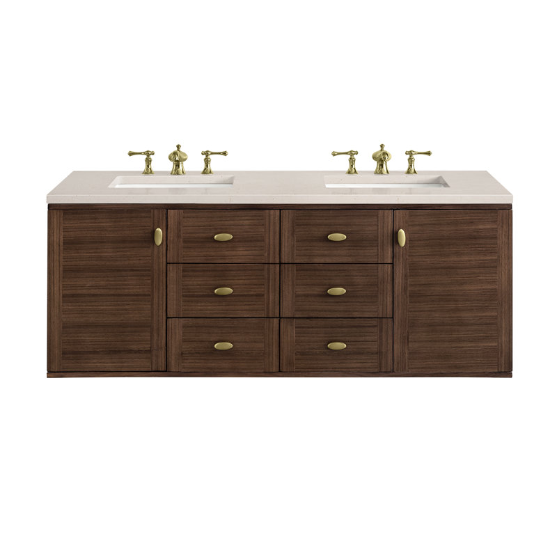Amberly 60" Double Bathroom Vanity Set, Carrara White, 8" Widespread, 60"