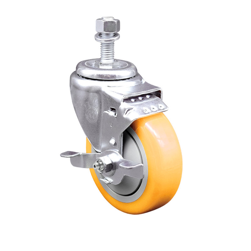 Polyurethane 12MM Threaded Stem Caster with Brake