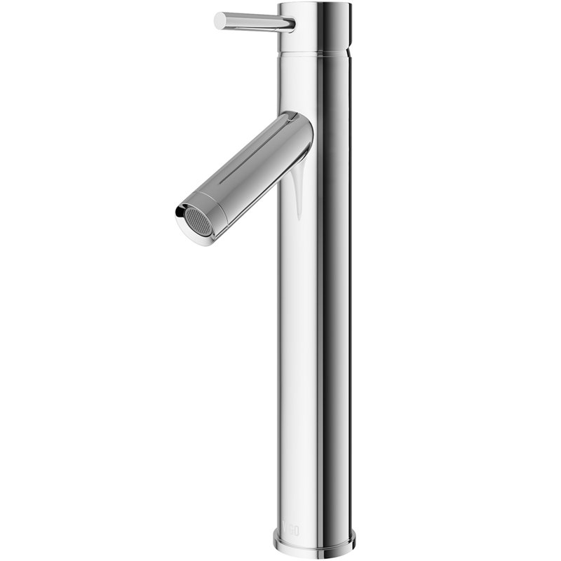 Robinet de lavabo vasque de salle de bain à poignée simple Dior Grant, Chrome, Sans bonde escamotable