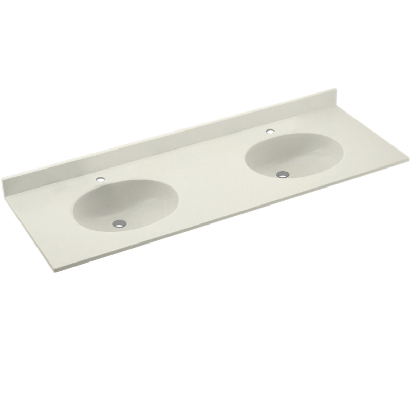 61'' Swanstone Double Bathroom Vanity Top with Sink, Bisque