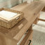 Bureau en bois en L avec petit tiroir, brun
