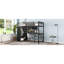 Structure de lit simple TG avec garde-robe intégrée, lit mezzanine en métal avec bureau et tablettes de rangement, noir