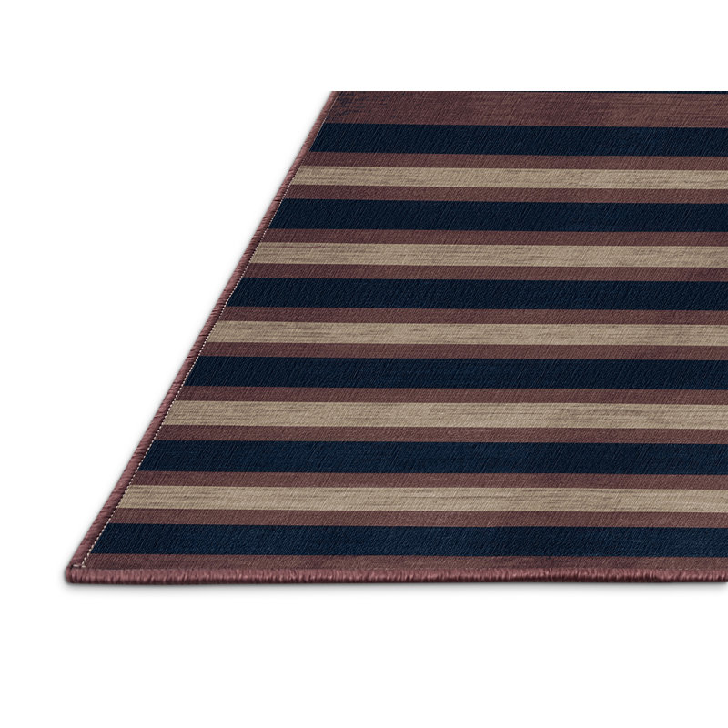 Machine Washable Horizontal Stripes Brown Area Rug, Rectangle 2' x 3'