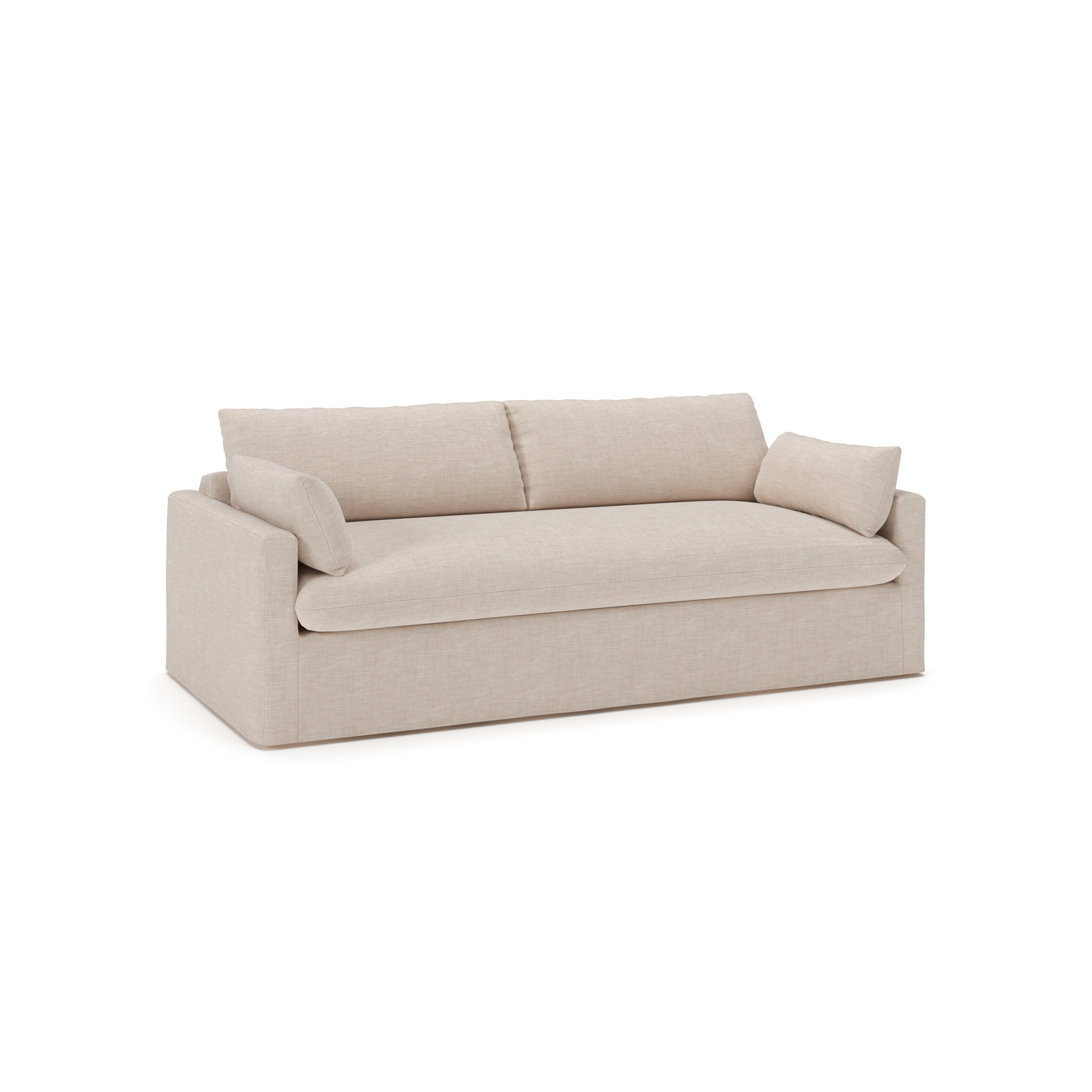 Luna Slipcovered Queen Sleeper Sofa, Lena Sand Performance Linen Blend