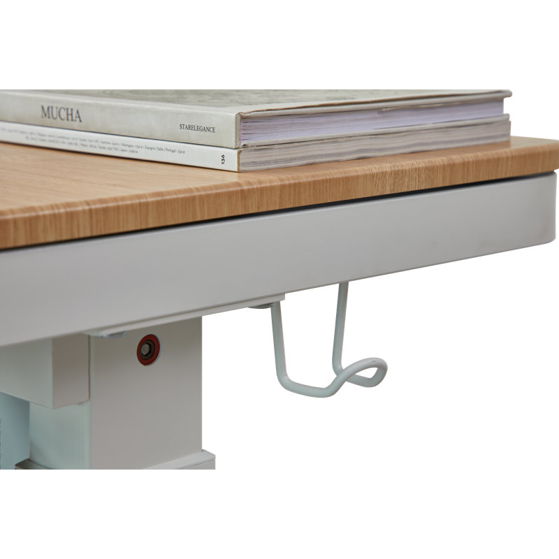 Bureau debout à hauteur ajustable en verre avec tiroir Keb Home Office, Brun / Blanc