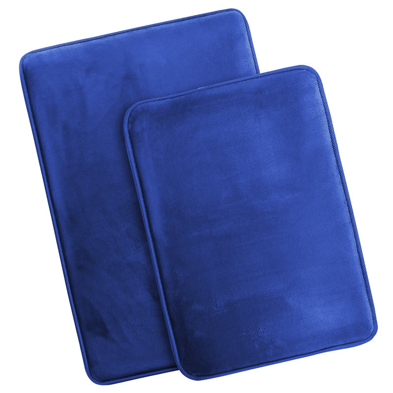 Steph Luxury Memory Foam Bathroom Rug Set, Petit: l 17 po x L 24 po / Grand: l 20 po x L 34 p, Royal / bleu