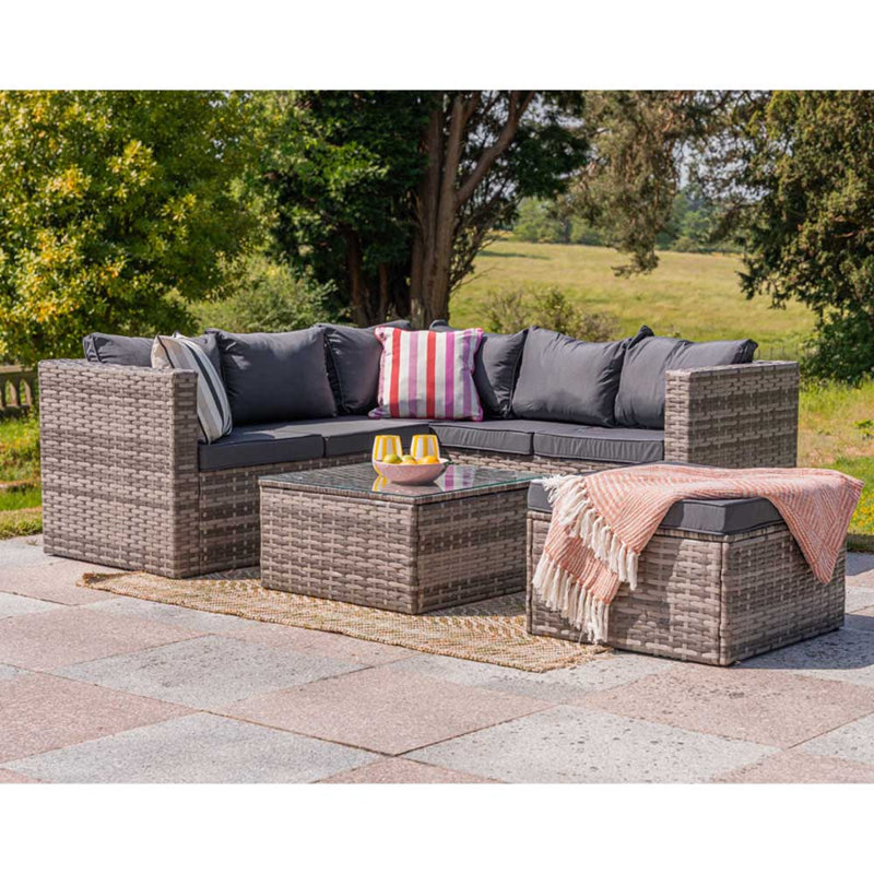 Farrahn Rattan 6 - Person Seating Group with Cushions, Grey