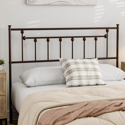 Metal California King Size Headboard, Adjustable Height, California King Headboard Only for Bedroom, Rustic Farmhouse Style, Attach Frame, Easy Assembly, Brown