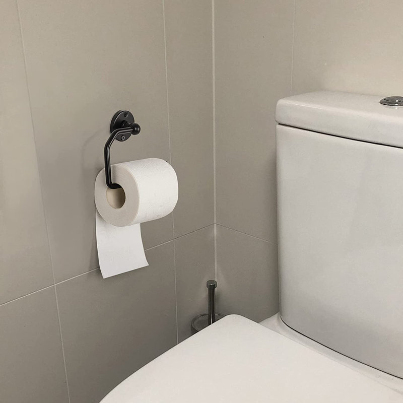 Ensemble de quincaillerie de salle de bain 3 pièces, porte-serviettes en acier inoxydable noir et porte-papier hygiénique, noir