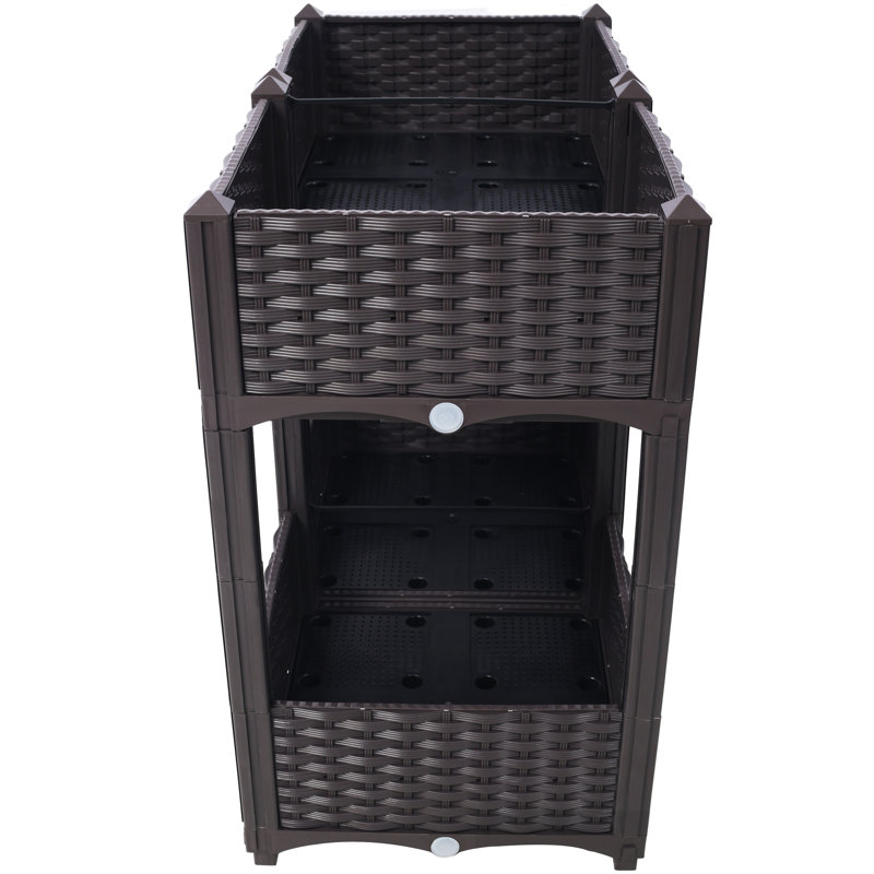 Planter Raised Beds - Elevated Planter Garden Box With Drainage Plug Raised Garden Beds For Vegetable/Flower/Herb Outdoor Standing Planter Beds Gardening Kit,Brown,31.5"X15.7"X27.7"
