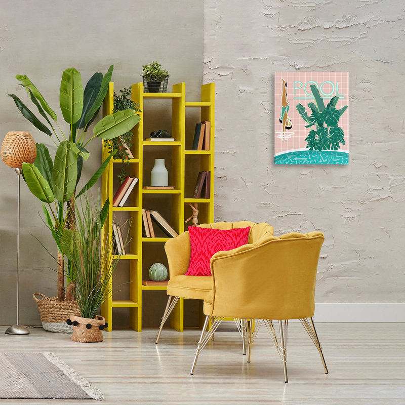 Art mural rétro sur toile de plongée par Jen Bucheli, H 20 po x l 16 po