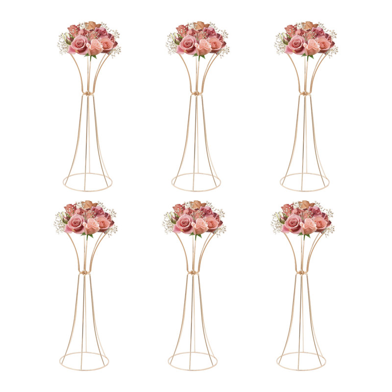 6Pcs Wedding Metal Flower Stand, Gold