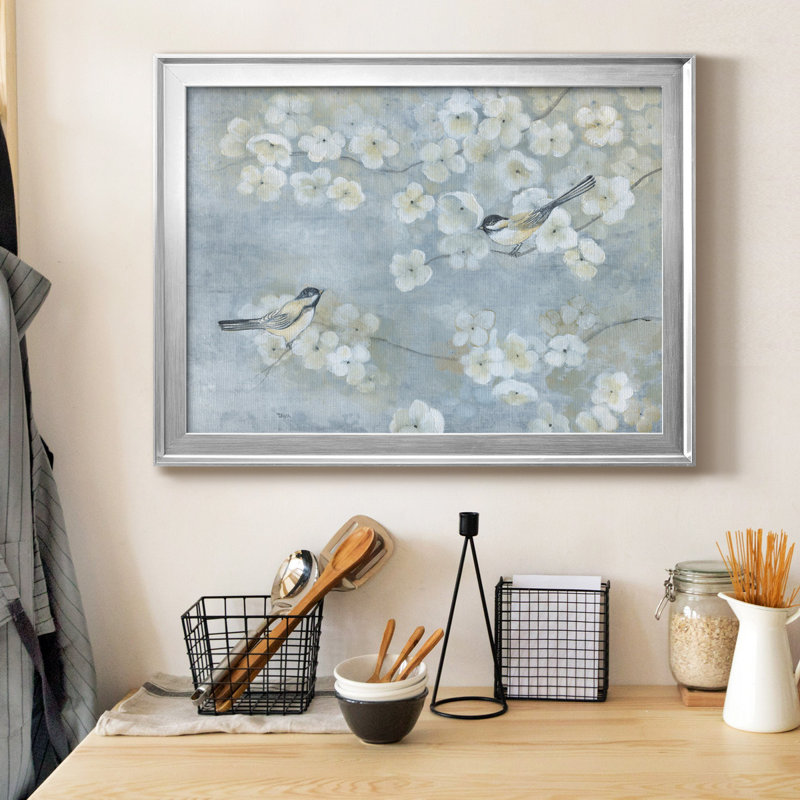 " Springtime Chatter " Painting Print, 30.5" H x 42.5" W x 1" D, Silver Framed, No Mat