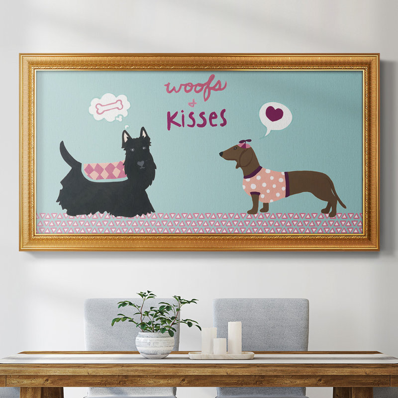 " Valendogs Collection C ", 29" H x 53" W, Vintage Gold Bronze Frame