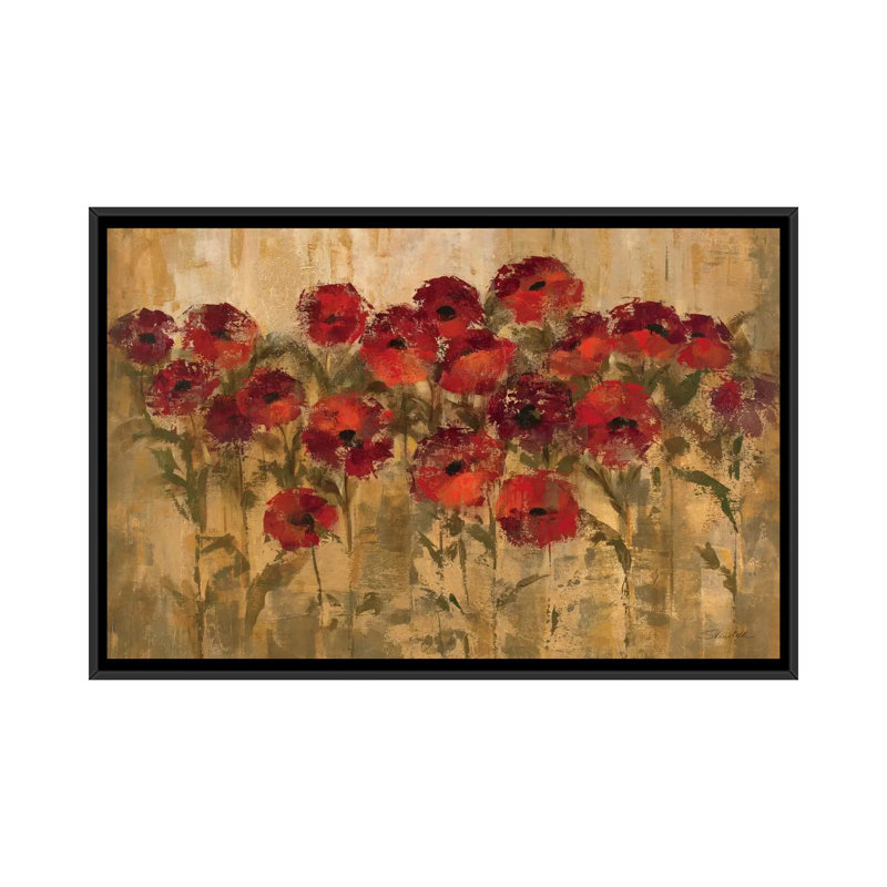 «Sunshine Florals», reproduction d'art sur toile tendue, H 32 po x l 48 po x P 1,5 po, Toile avec cadre noir, Pas de tapis