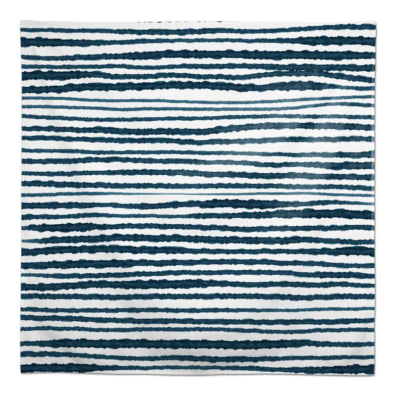 Nappe carrée à rayures en polyester, Bleu marine