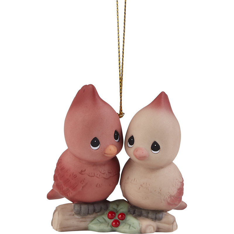 Ornement de Noël Precious Moments, cardinal sur une branche de houx, 2,4 po
