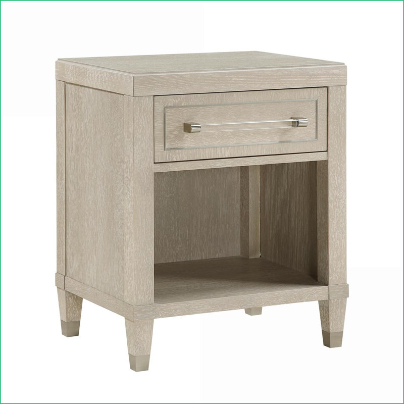 Table de chevet moderne en chêne clair avec ports de charge et tiroir Tablette sans assemblage