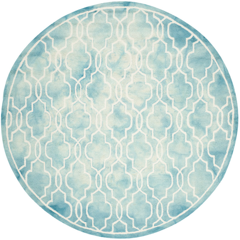 Chanal Hand Tufted Wool Geometric Rug, Round 7'