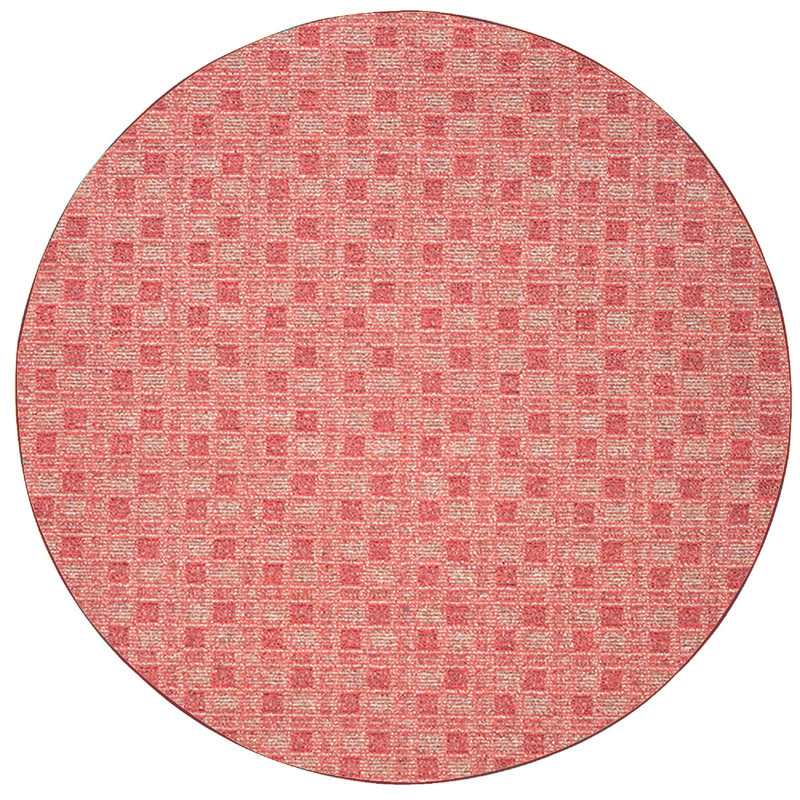 Abstract Indoor/Outdoor Commercial Color Rug - Red, Round 7'