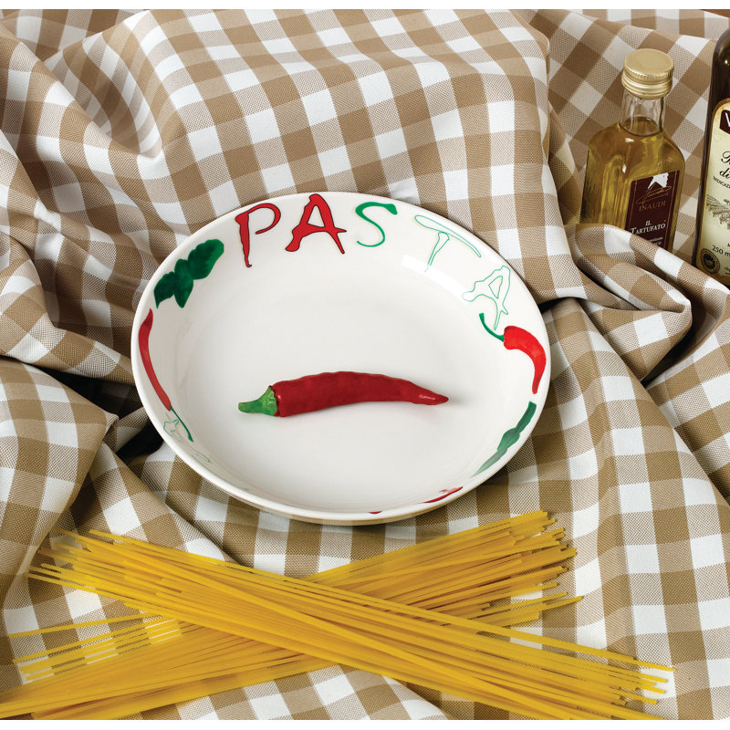 Large Multicolor Ceramic Pasta Serving Bowl Set