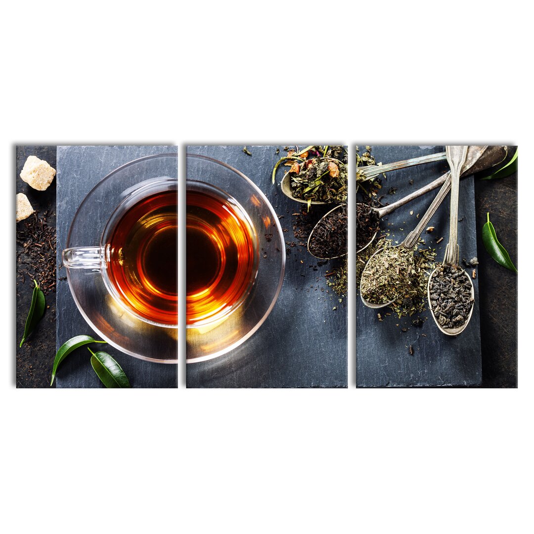 3-tlg. Leinwandbilder-Set Hot Herbal Tea