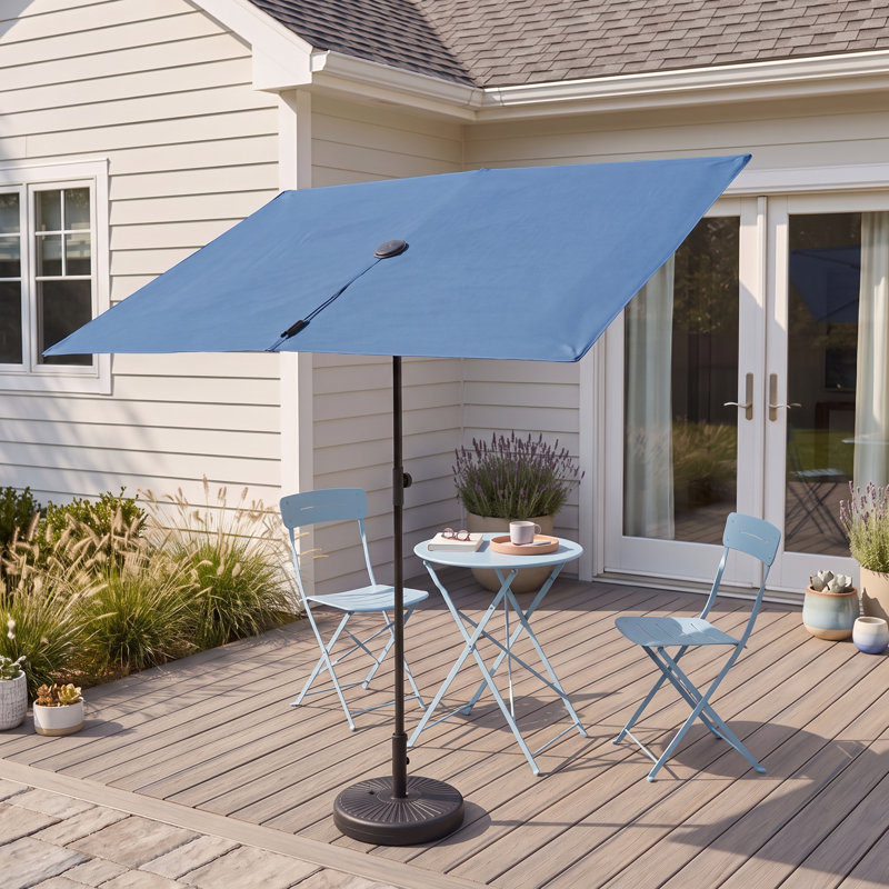 72 " W Rectangular Market Umbrella with Manual Lift, Blue