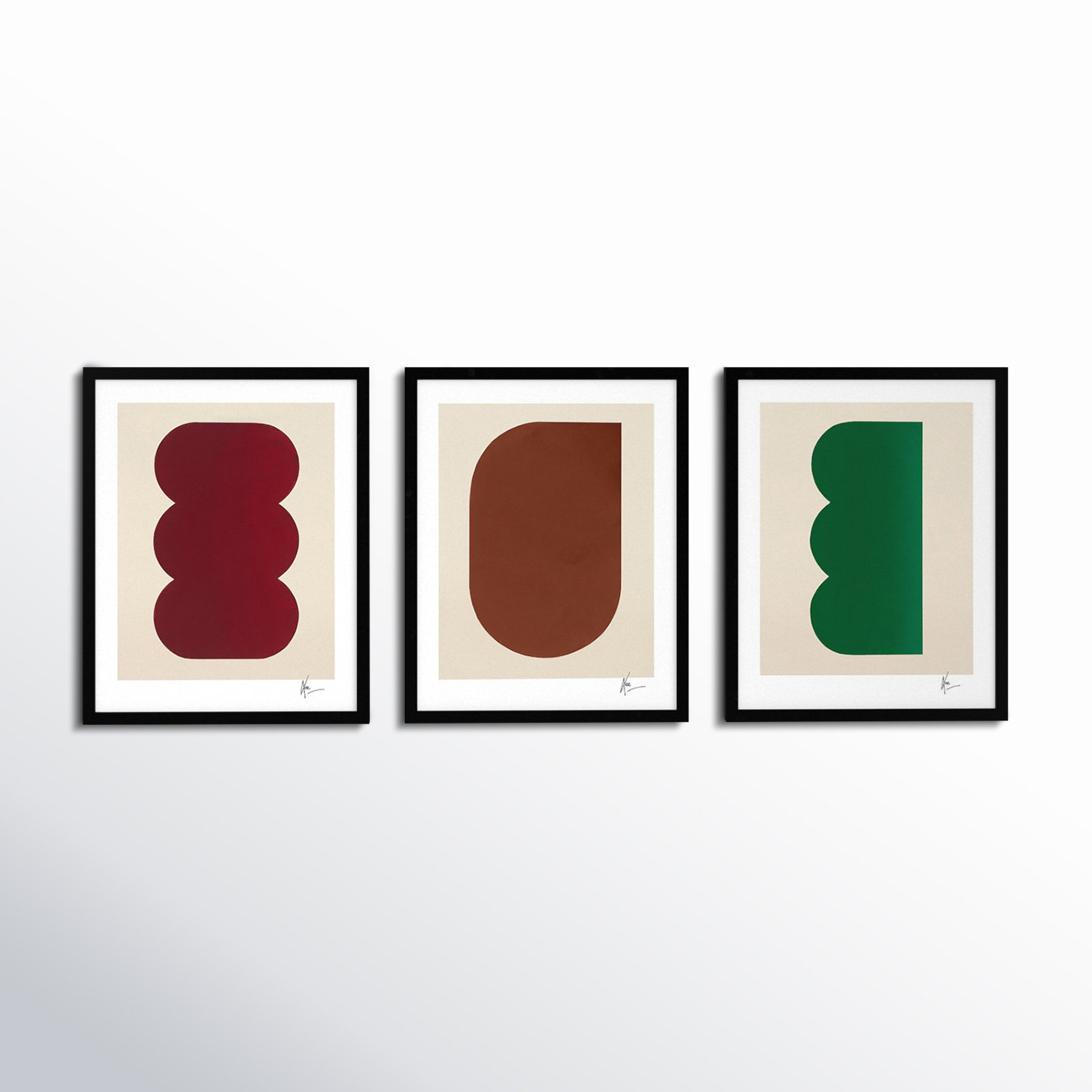 Keyhole "Keyhole" 3-Piece Painting Set, Black Framed, 20" H x 16" W x 1.25" D