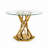 47.2" Round Glass Dining Table for 4-6, Clear Tempered Glass Dining Table, Modern Round Dining Table with Stable Metal Base-1312266918-1312266912