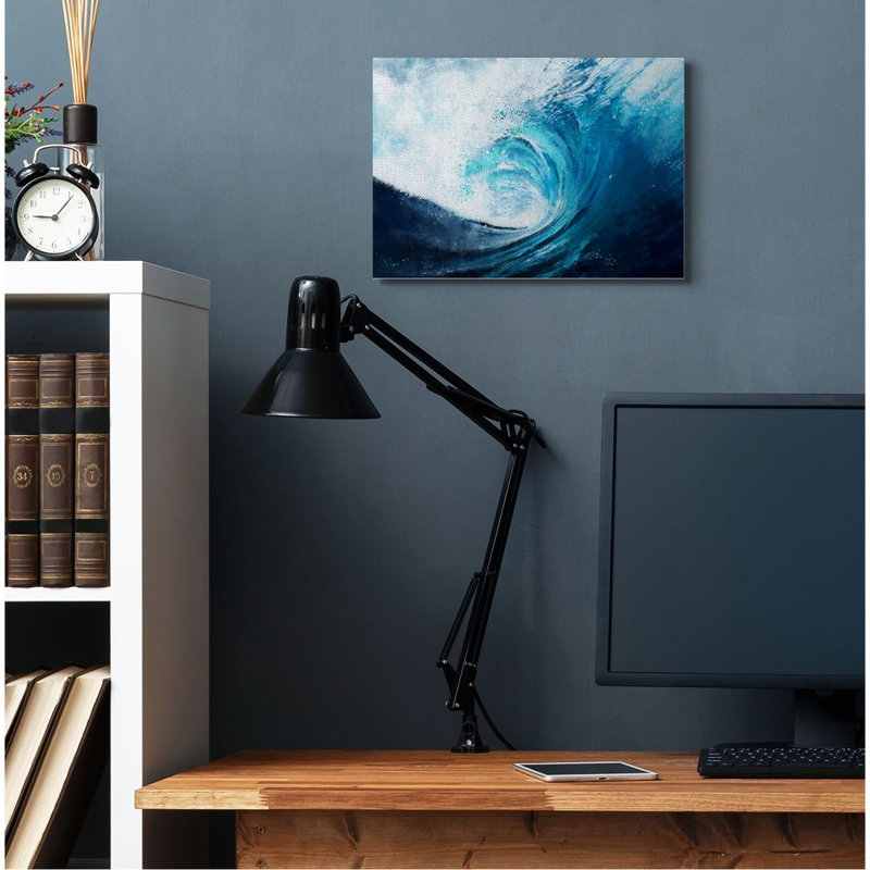 «Cresting Ocean Wave Blue Beach», reproduction d'art, Toile tendue, H 16 po x l 20 po x P 1,5 po