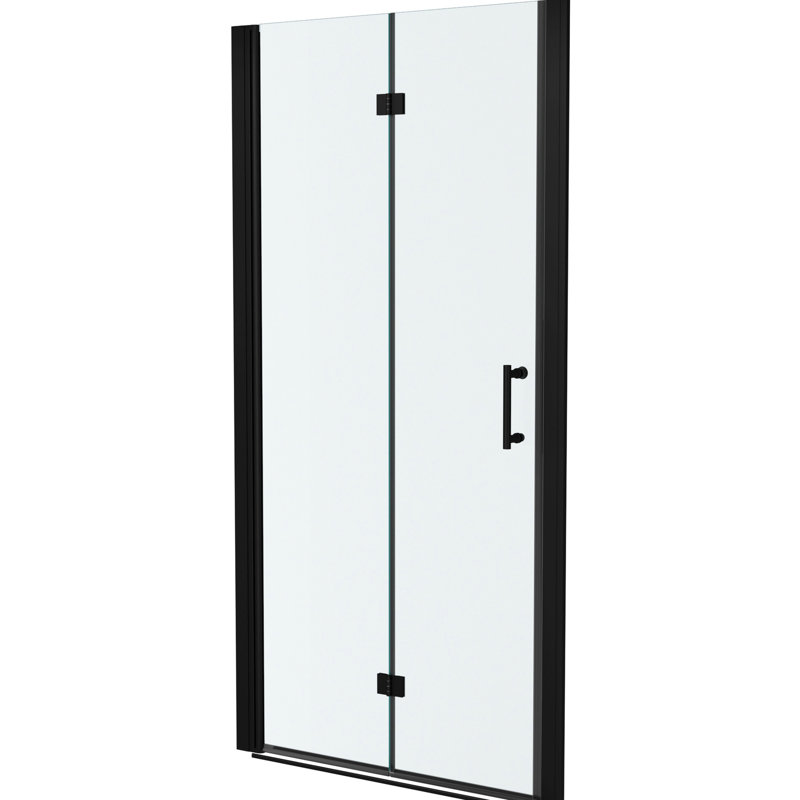 30"w X 72"h Shower Door, Matte Black. 1/4" Tempered Glass. Water-, Space, Adjustable Bathroom Barrier Partition Door Foldable Thick Isolation
