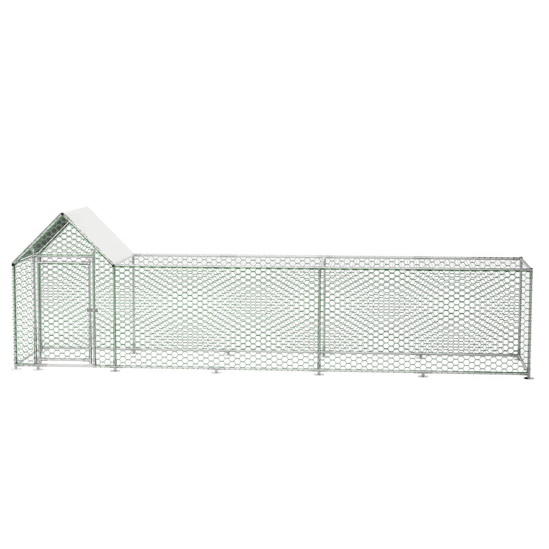 Cage à poulailler en métal avec poulailler, 59.6" H x 196" W x 42.2" D