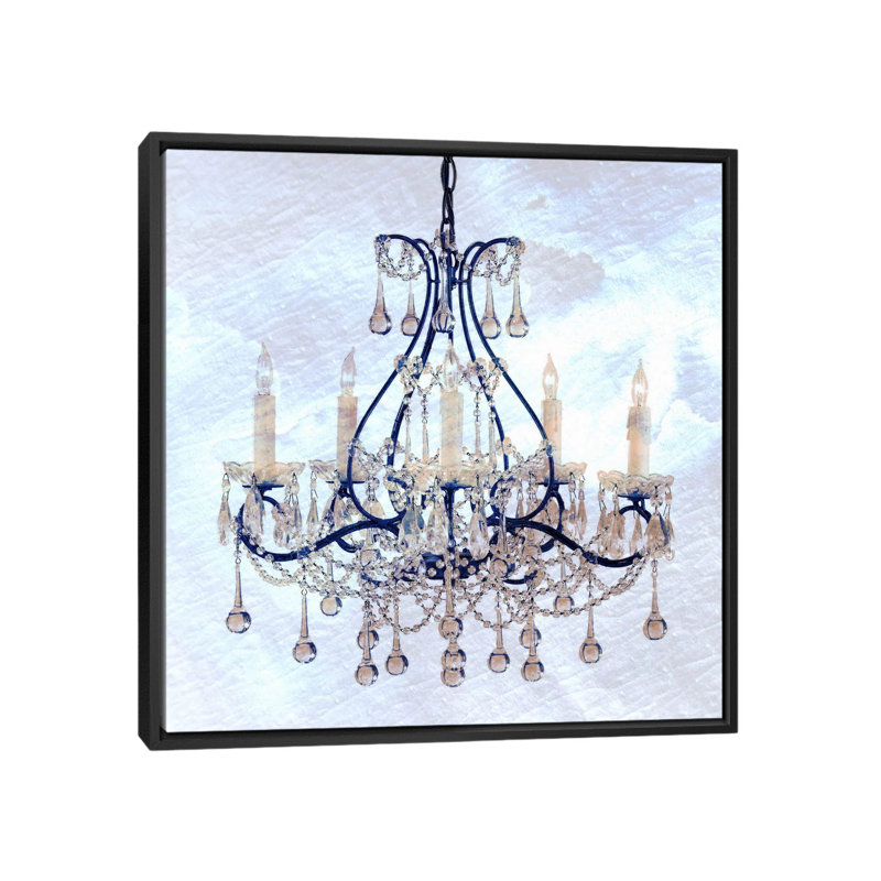 Lustre givré, reproduction d'art sur toile tendue, H 18 po x l 18 po x P 1,5 po, Toile avec cadre flottant noir, Pas de tapis