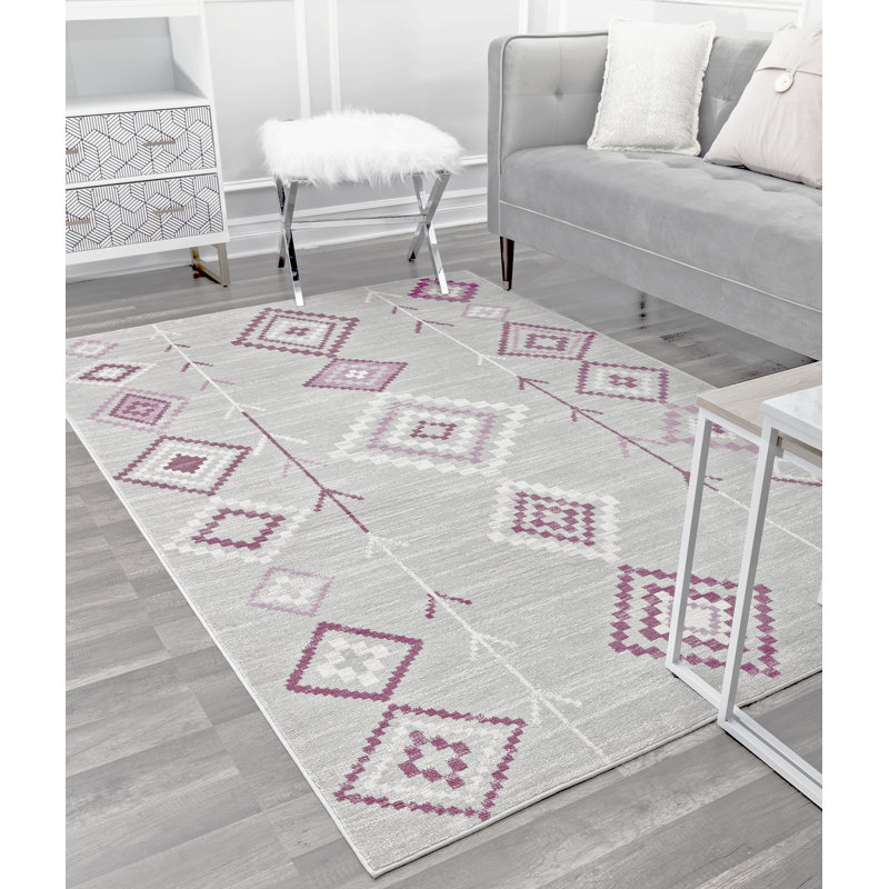 Tapis tribal autochtone fuschia Bodrum, Rectangle 2 pi x 4 pi