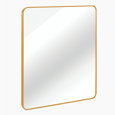 36In X 36In Inch Gold Metal Framed Square Bathrrom Mirror For Wall.