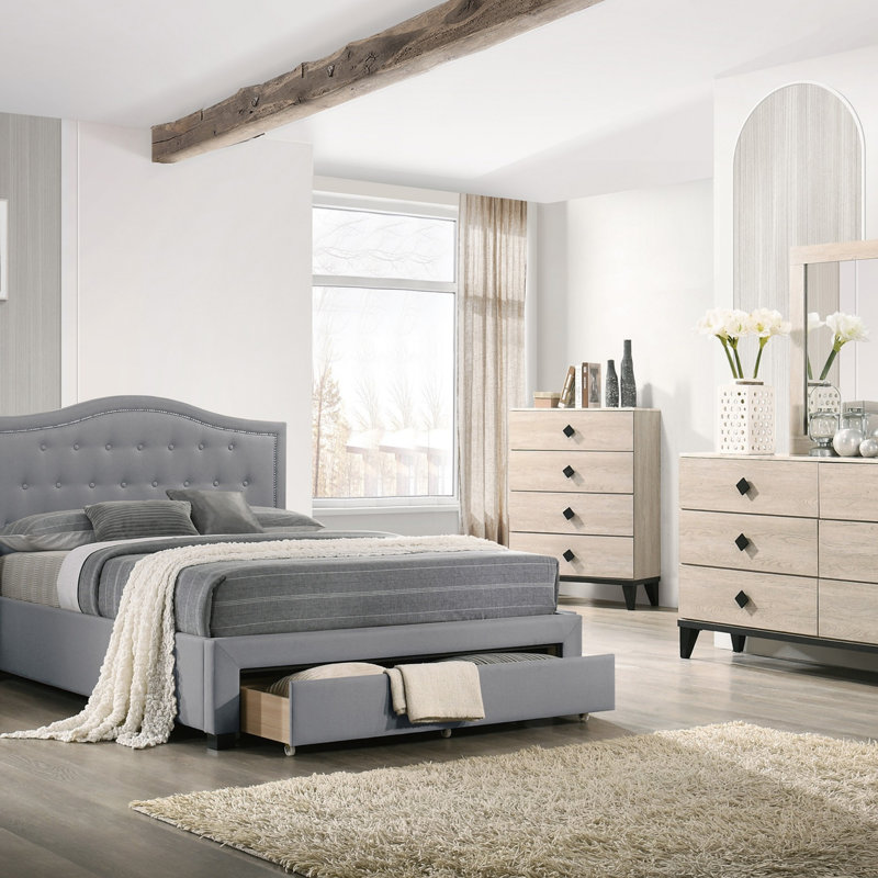 Meuble de chambre à coucher moderne de conception moderne 1 pièce crème 4 tiroirs avec plateau en faux marbre