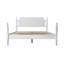 Cadre grand lit avec tête et pied de lit, aucun sommier requis, 12 lattes en bois massif, pieds en métal au centre, anti-bruit et antidérapant, assemblage simple, rangement sous le lit, finition blanc pur-1080634212-1088551288