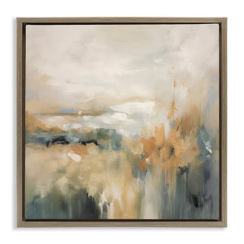Cadre flottant abstrait à paysage pur, design par Irena Orlov, H 18 po x l 18 po, Cadre flottant orme Montalcino