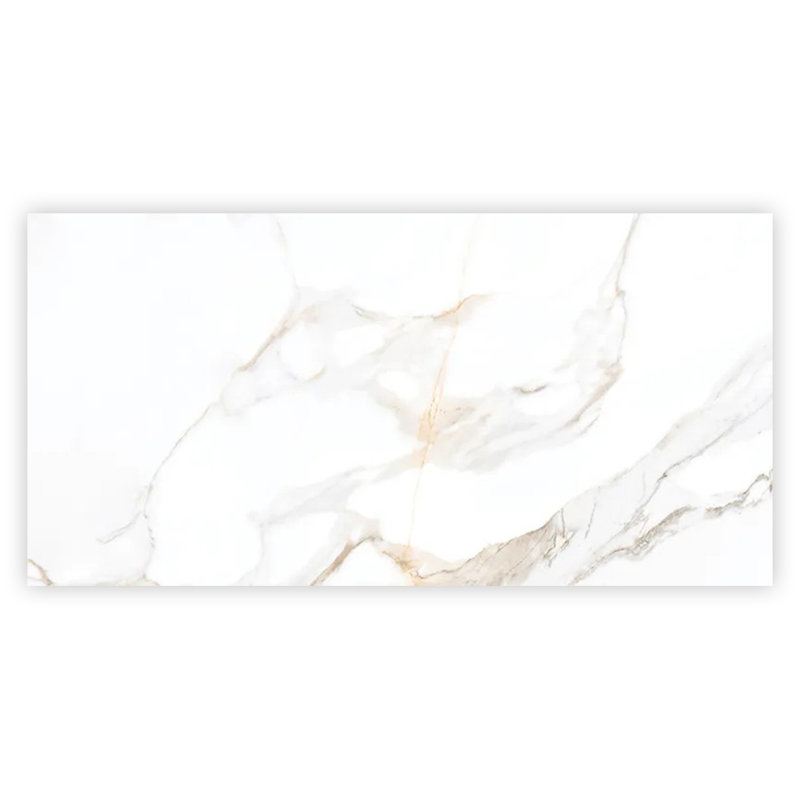 Strata 24 po x 48 po Carreau de mur et de plancher en porcelaine polie et blanche éclatante (15,5 pieds carrés / caisse) - paquet de 2