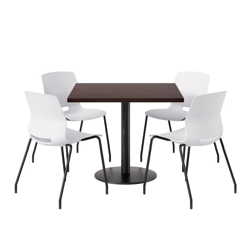 Ensemble repas pour 4 personnes à hauteur de bar, Blanc / noir, Espresso, 29" H x 42" L x 42" W