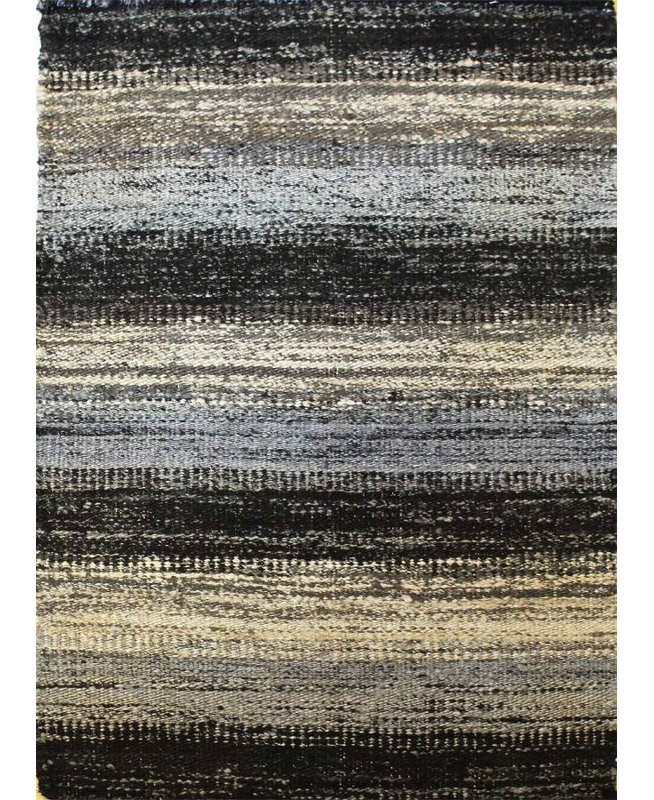 Sari Silk Striped Area Rug in Black, Rectangle 9' x 11'11"