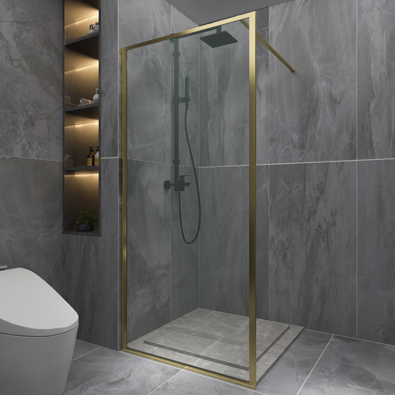 Panneau de verre fixe encadré l 34 po x H 74 po, Doré