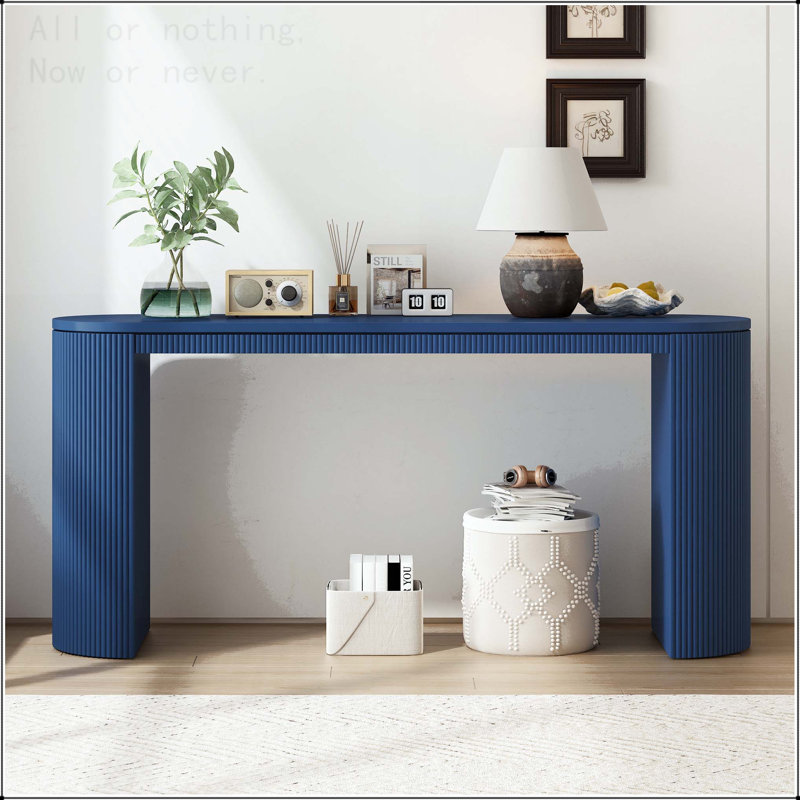 Console courbée avec pieds à rayures verticales, Marine
