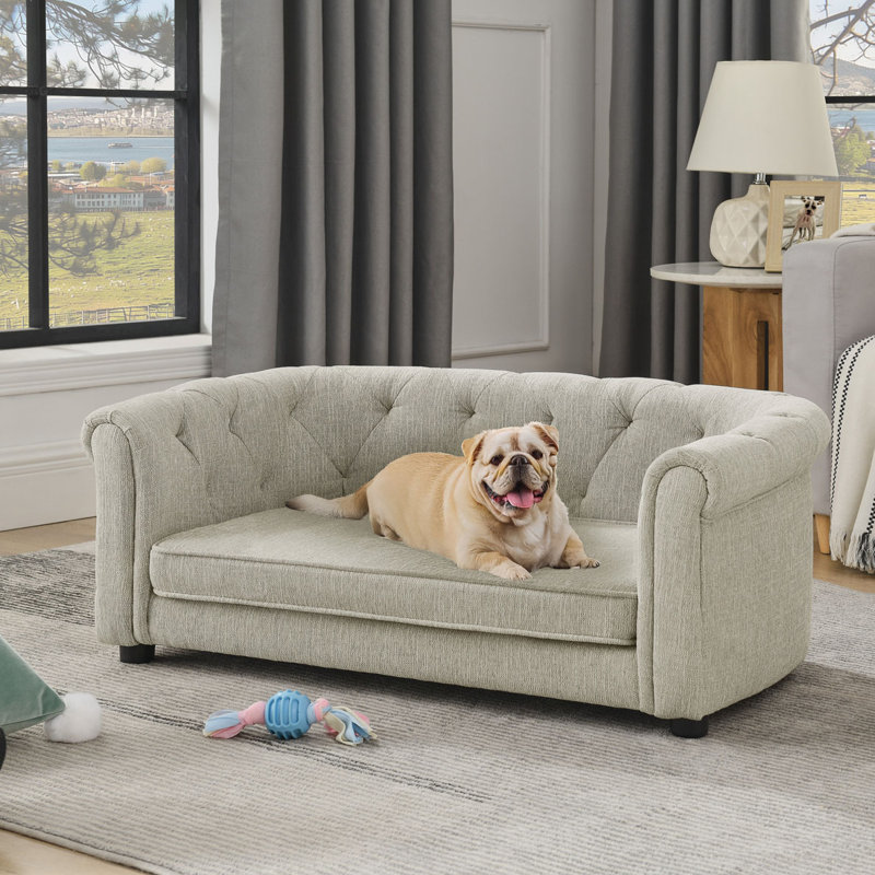 Lit rectangulaire pour chien, canapé-lit pour chien, H 15 po x l 38 po x P 22 po, Beige