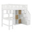 Lit mezzanine en bois avec bureau intégré, DEL, tablettes de rangement, armoires et escalier-539633113